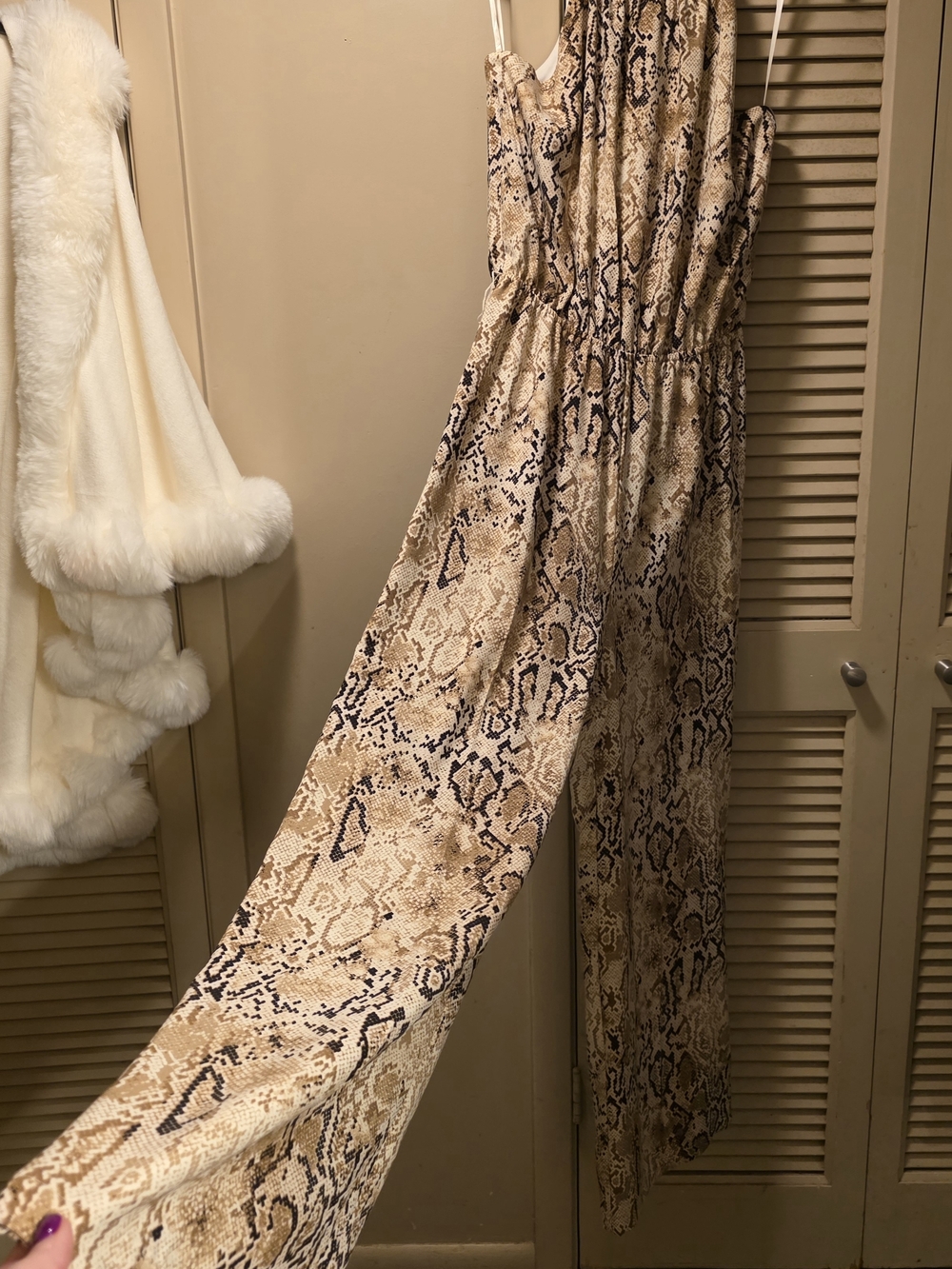Bar III Snake-Print Halter Jumpsuit